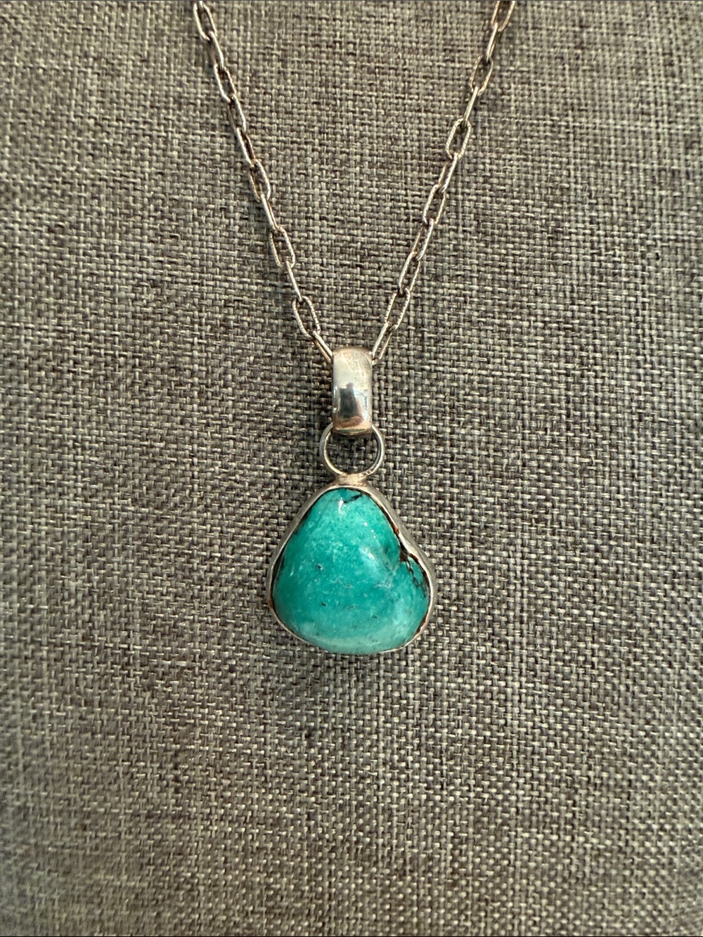 Genuine Turquoise 925 Sterling Silver Large Pendant Necklace | Artisan
